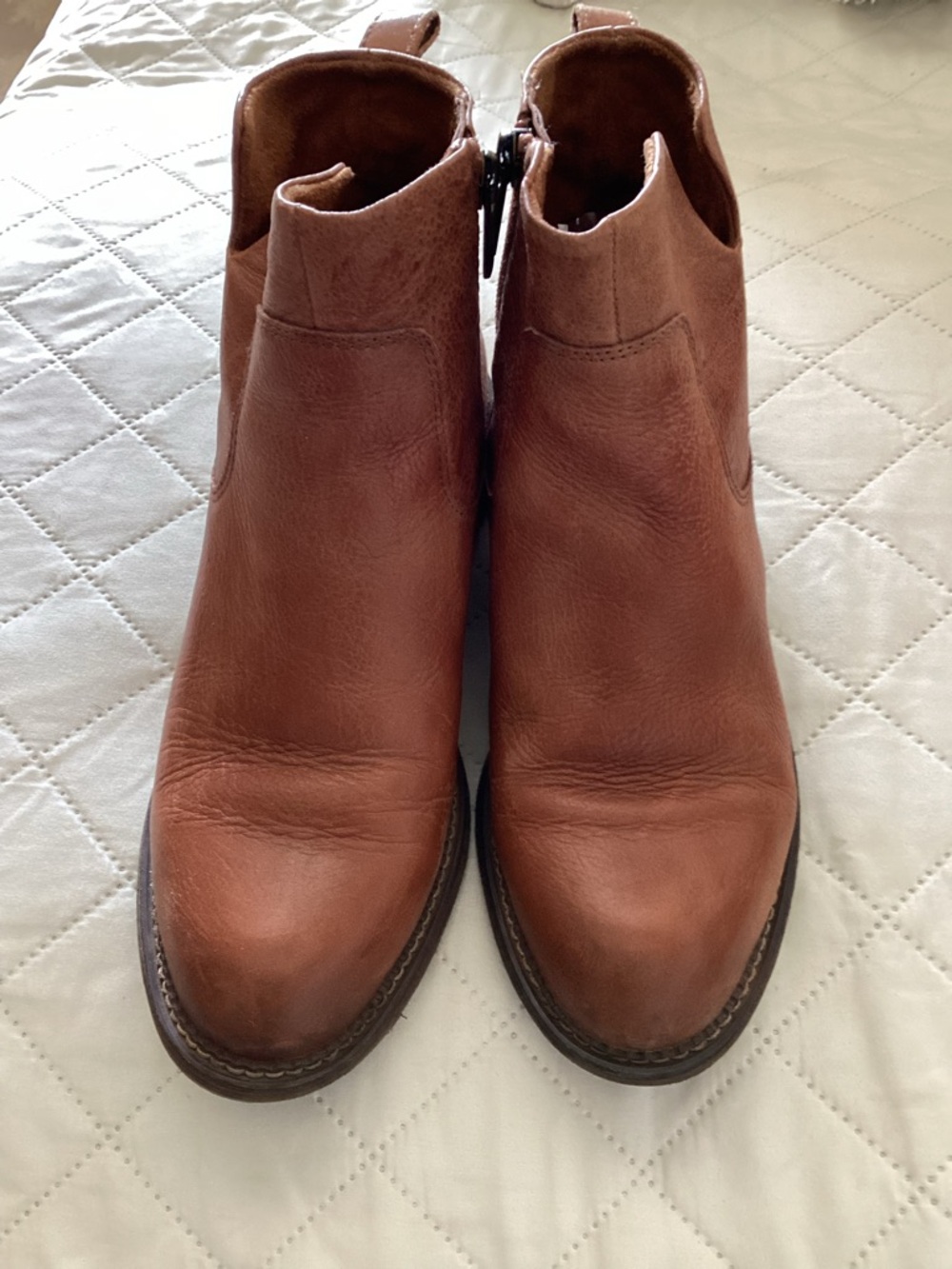 Franco Sarto Cognac Leather Chelsea Ankle Boots